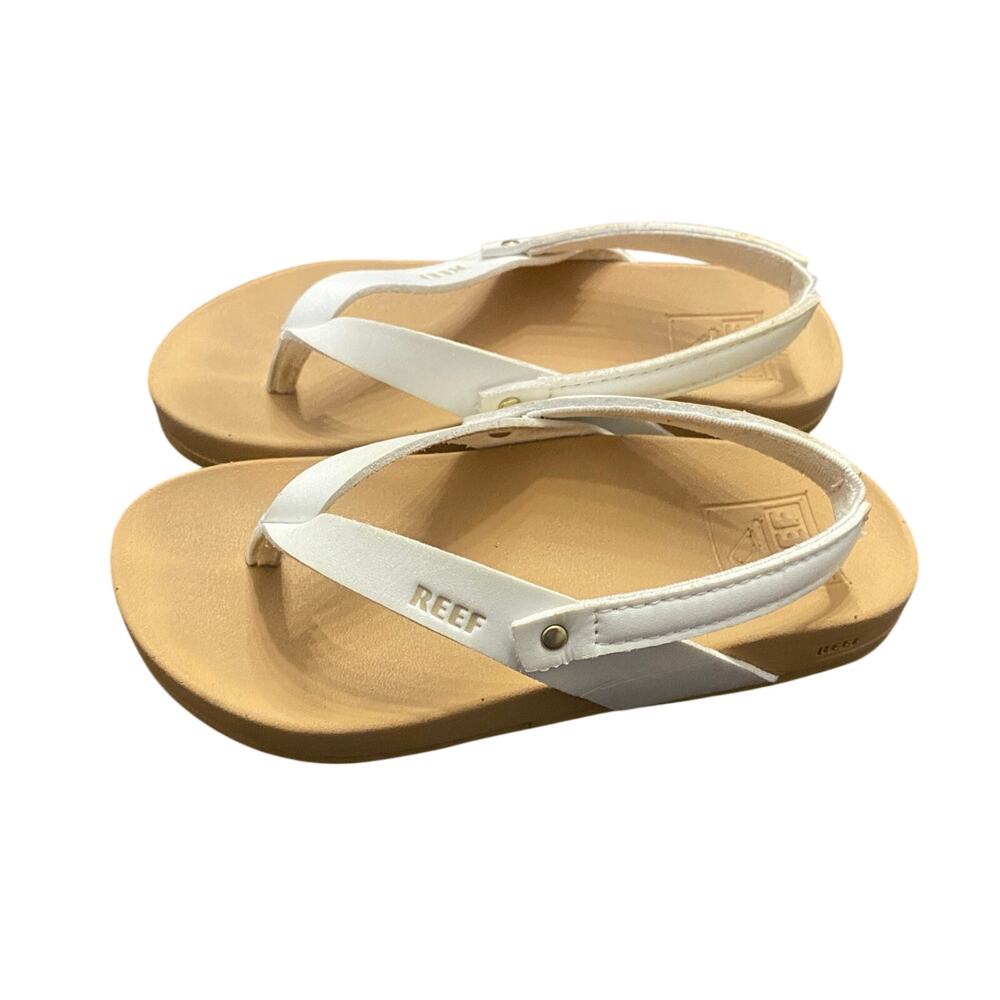 REEF Cushion Bounce Court Toddler Girls White Slingback Flip Flop Sandals 7/8